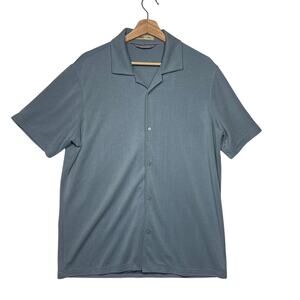 Rye 51 Brody Double Knit Cabana Shirt Camp Collar Knit Short Sleeve Blue Sz XXL